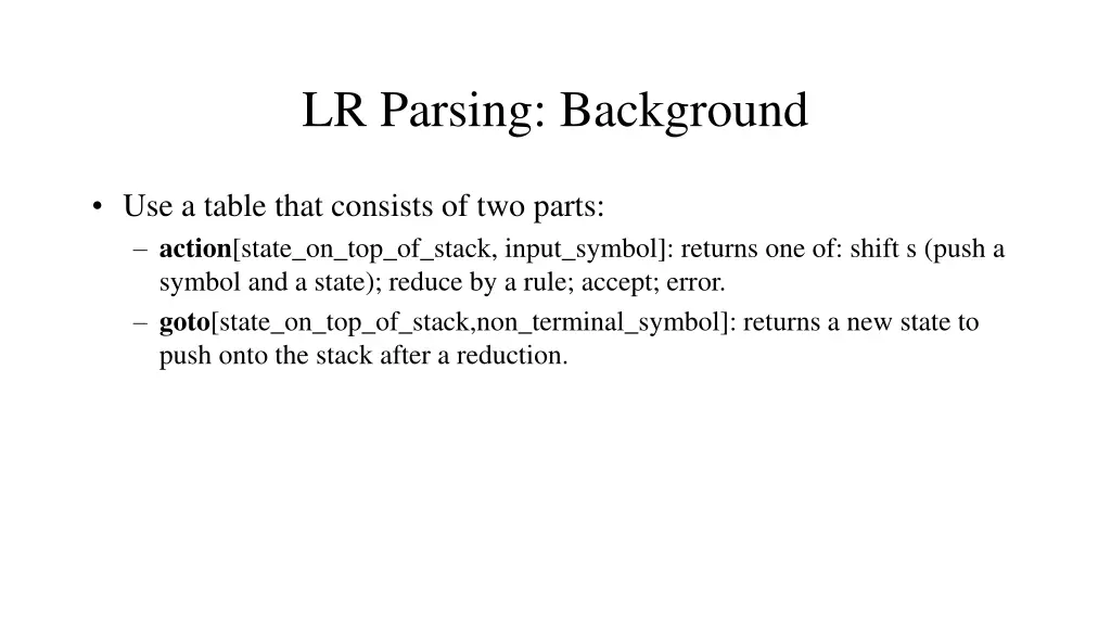 lr parsing background 1