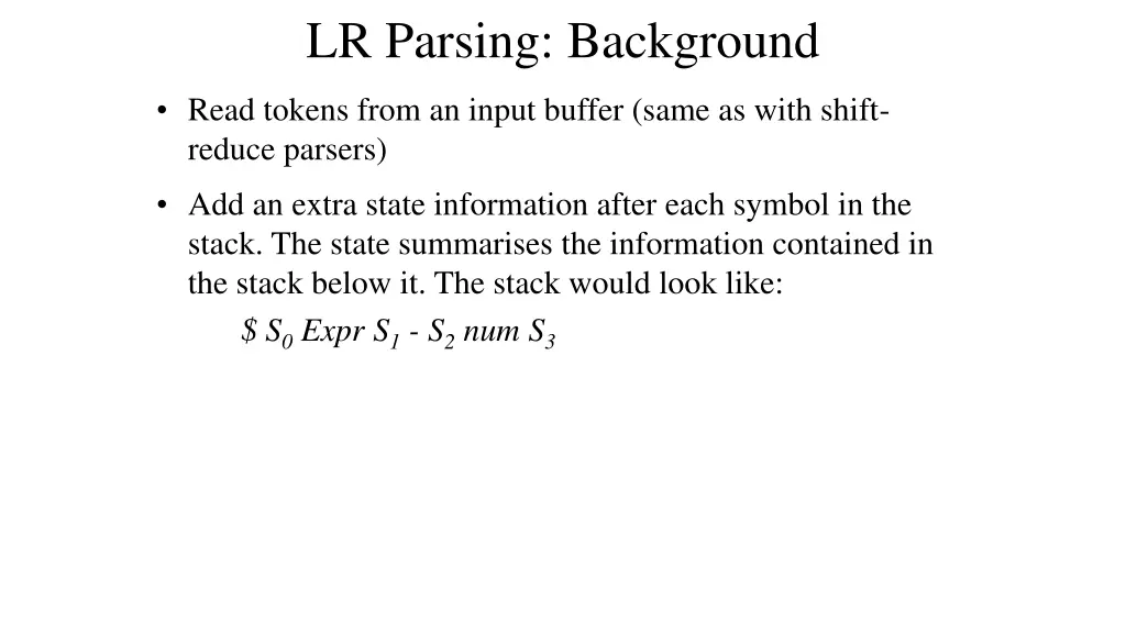 lr parsing background