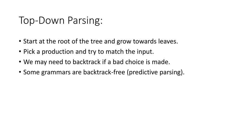 top down parsing