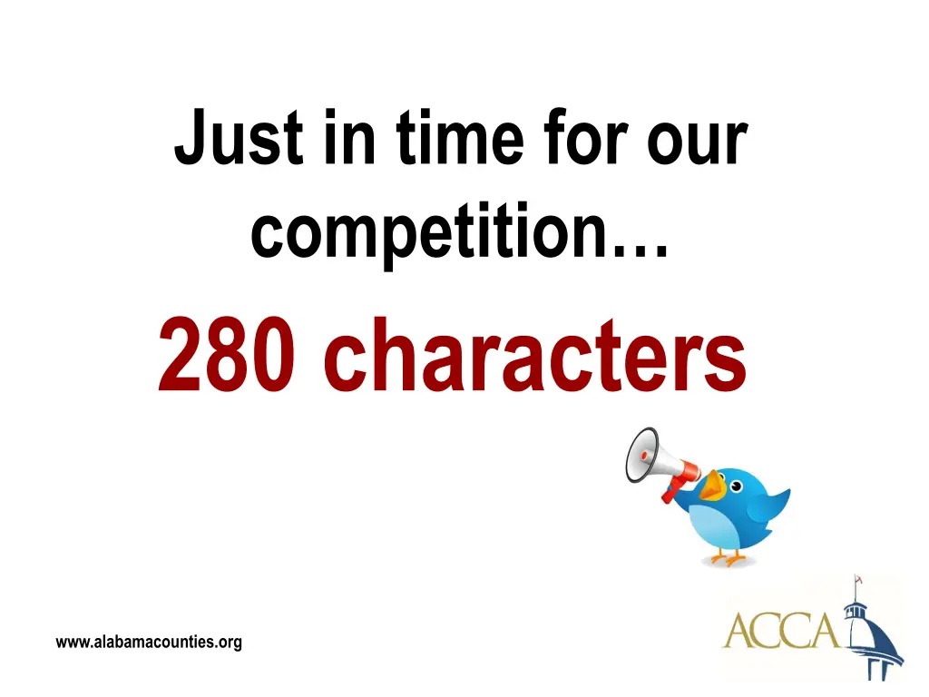 just in time for our competition 280 characters