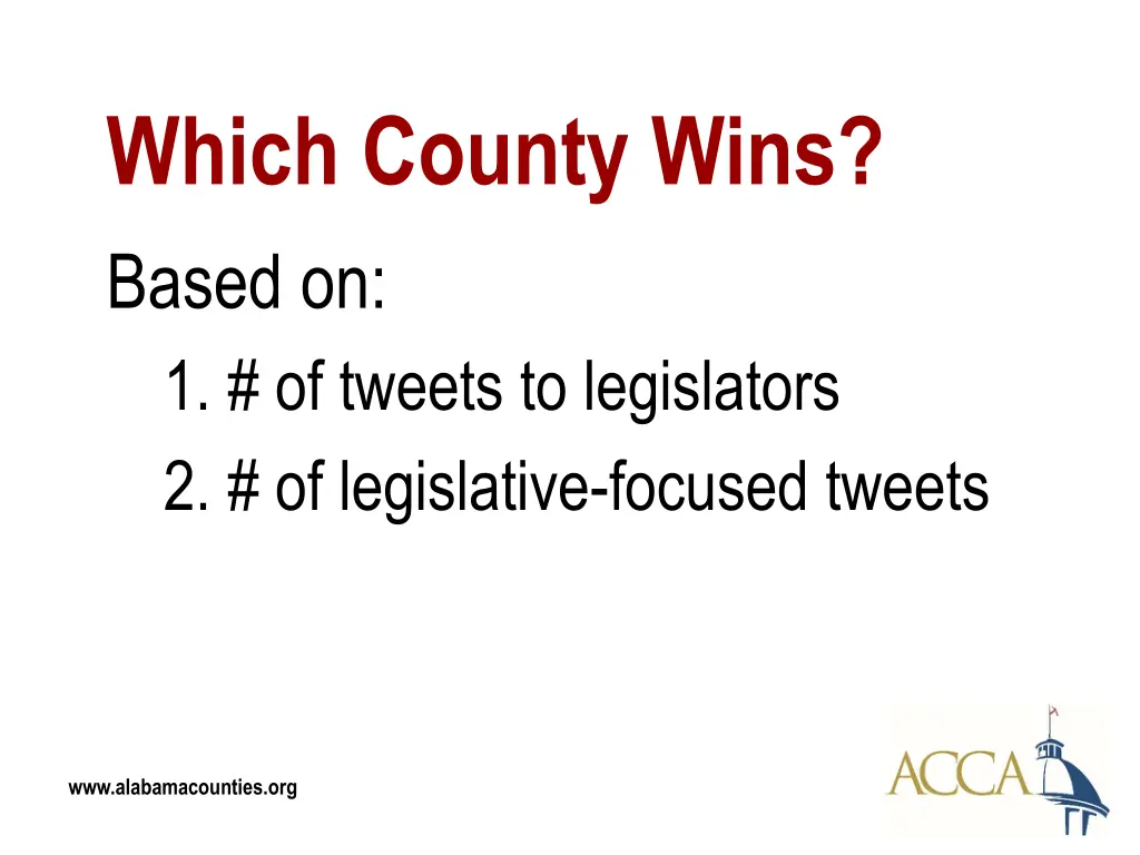 which county wins based on 1 of tweets