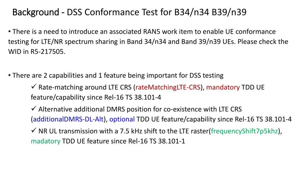 background background dss conformance test