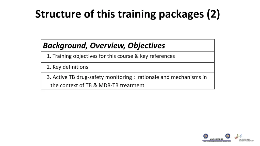 structure of this training packages 2