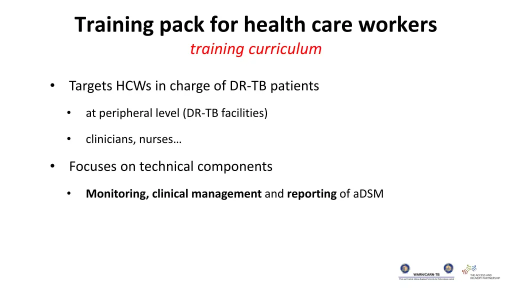 training pack for health care workers training