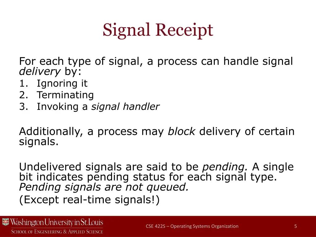 signal receipt