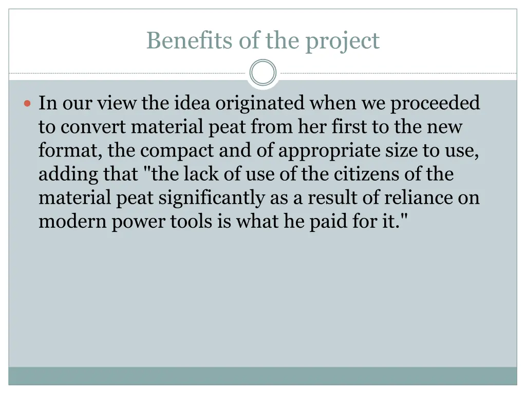 benefits of the project