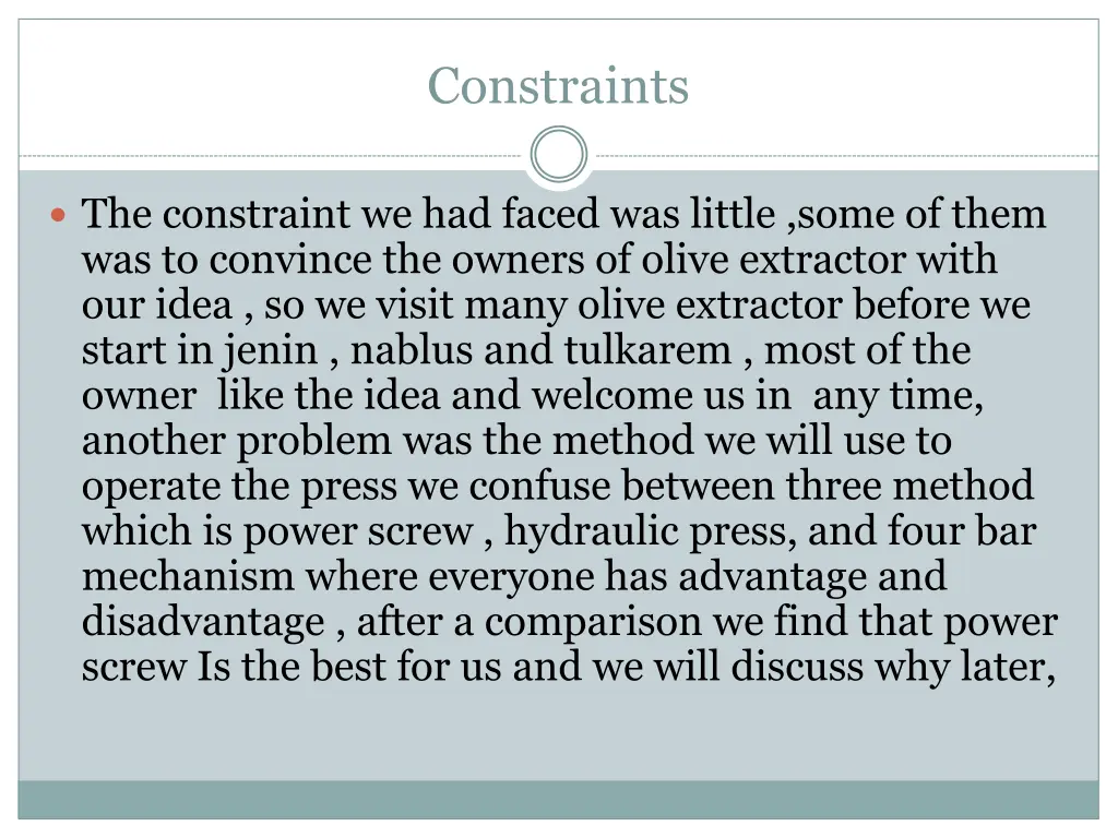 constraints