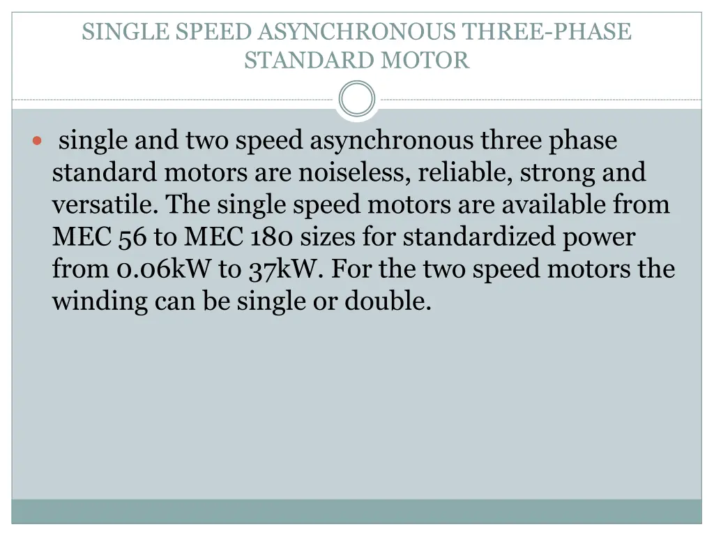 single speed asynchronous three phase standard