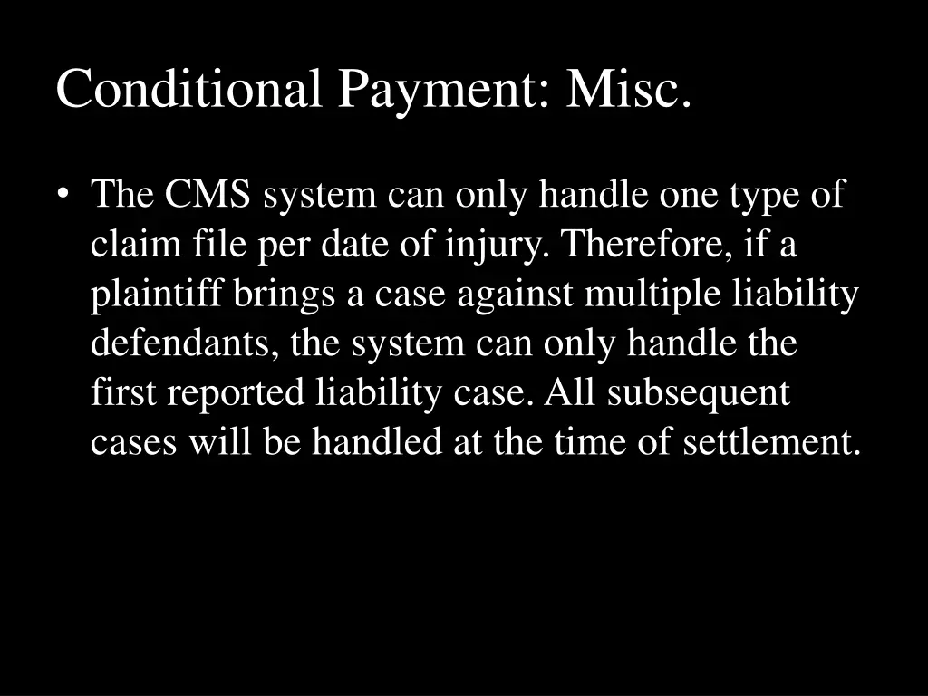 conditional payment misc 1