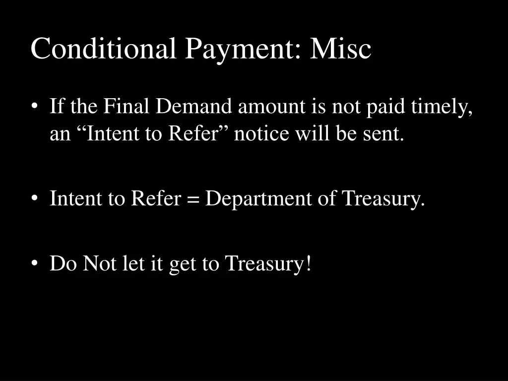 conditional payment misc 6