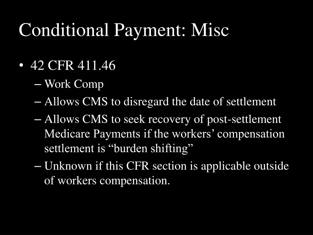 conditional payment misc