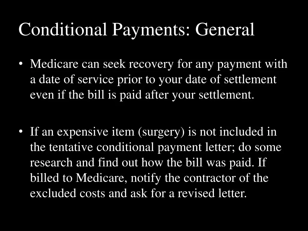 conditional payments general 1