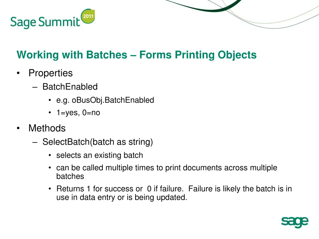 working with batches forms printing objects