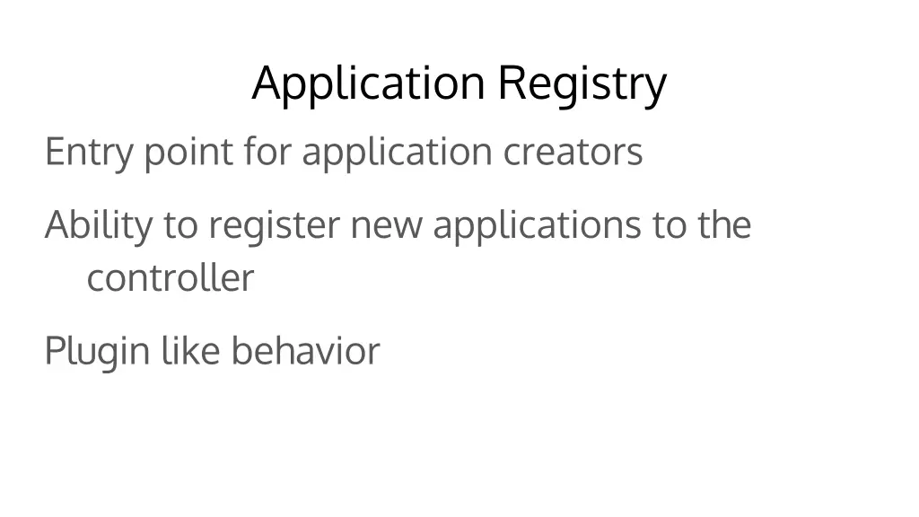 application registry entry point for application