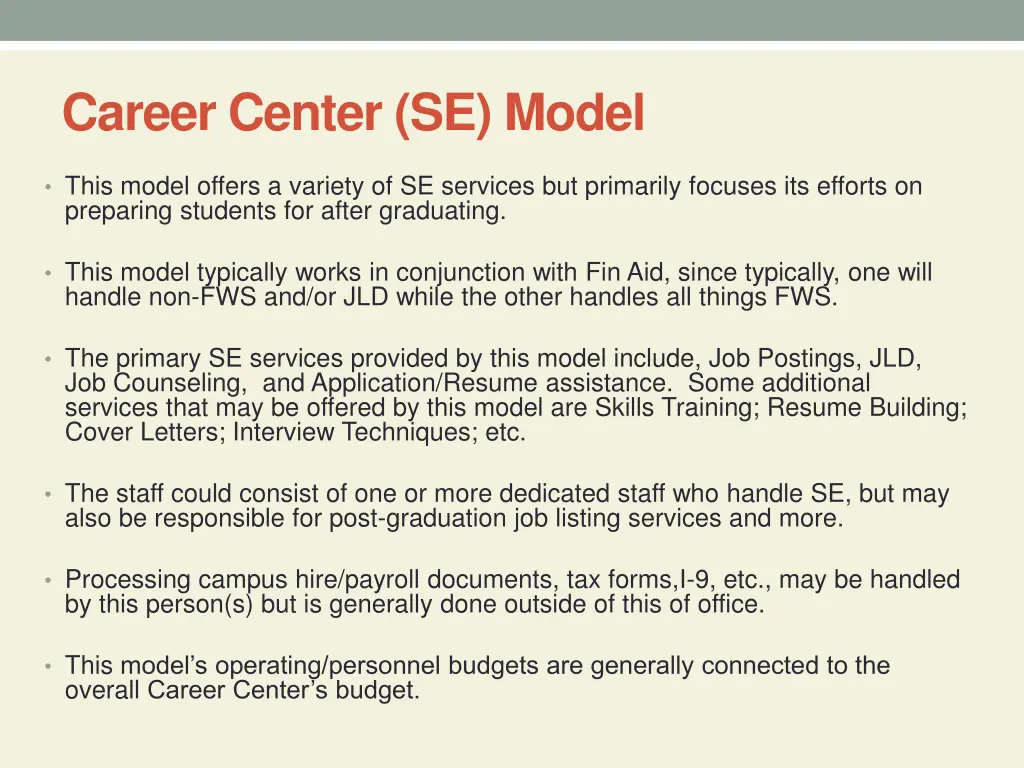 career center se model