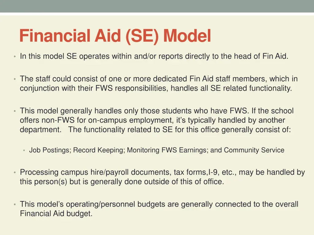 financial aid se model