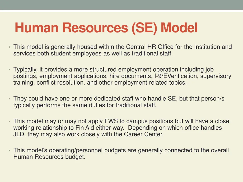 human resources se model