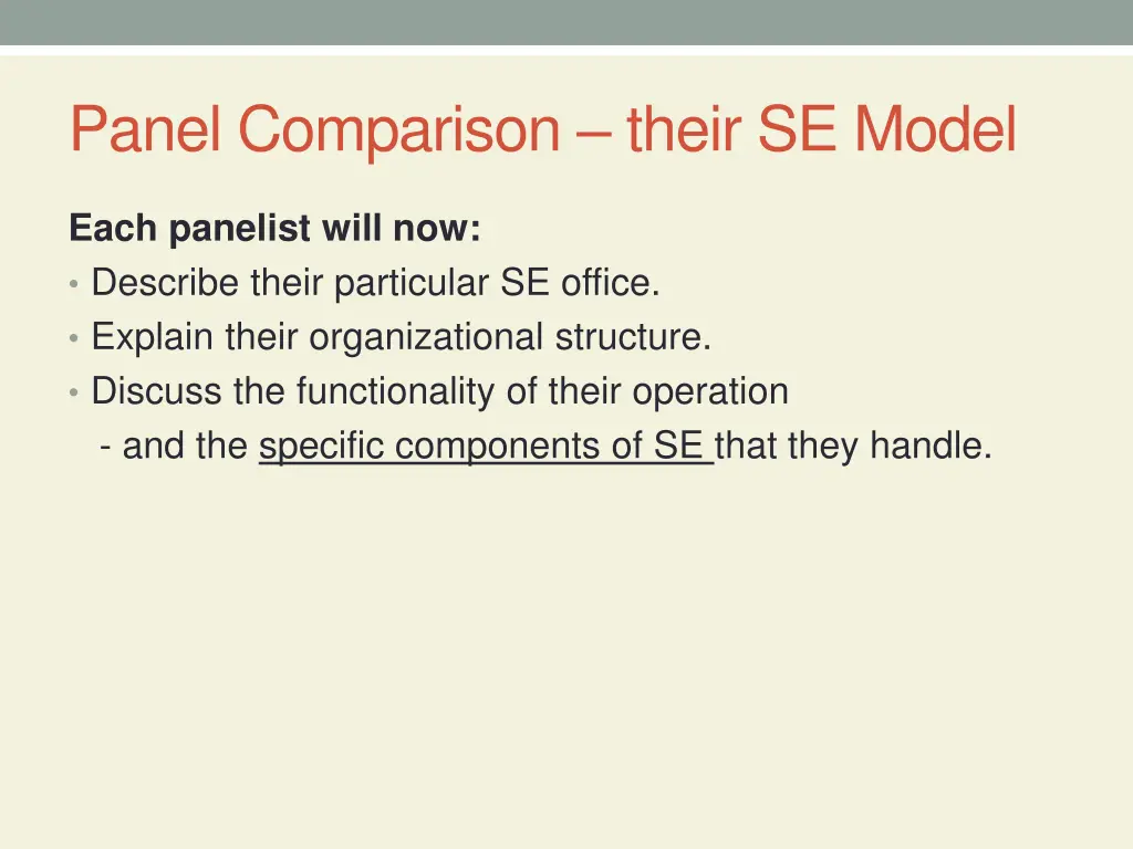 panel comparison their se model