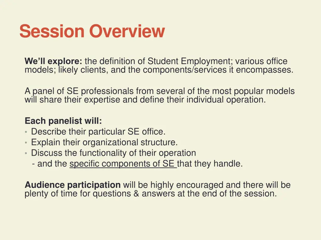 session overview