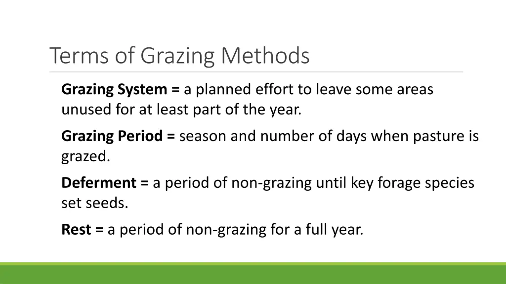 terms of grazing methods