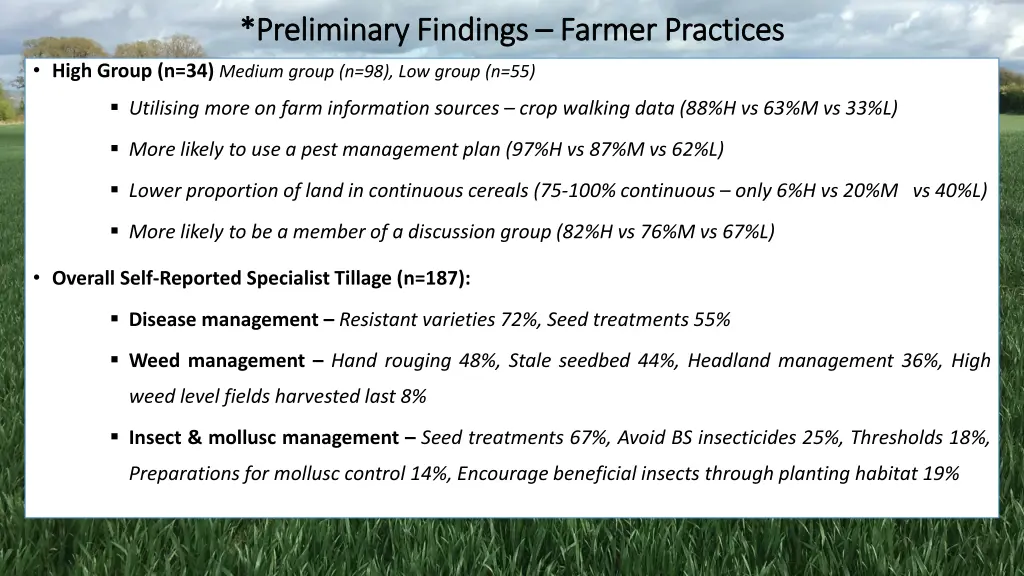 preliminary findings preliminary findings farmer