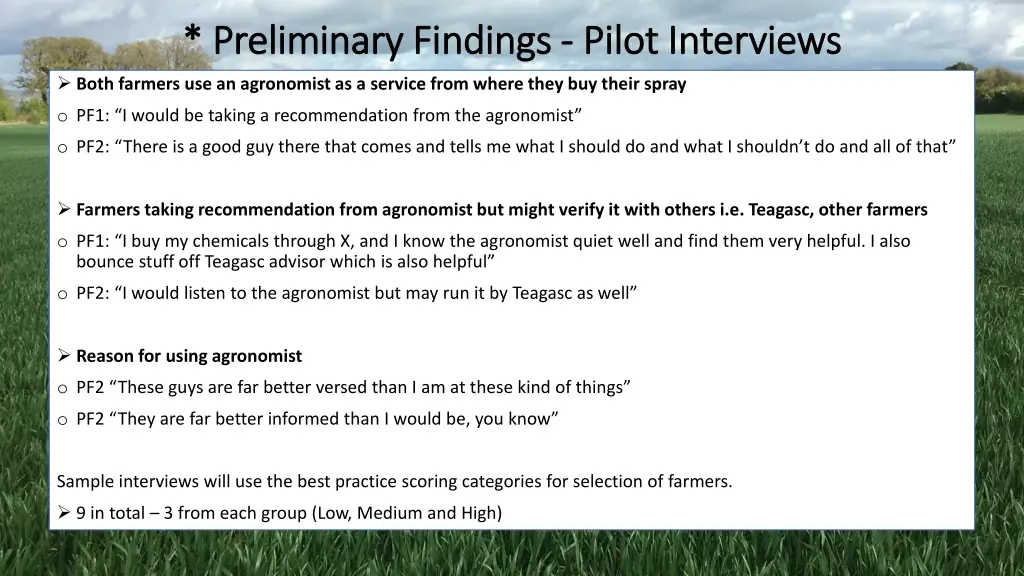 preliminary findings preliminary findings pilot