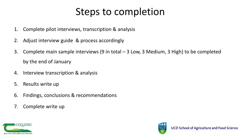 steps to completion