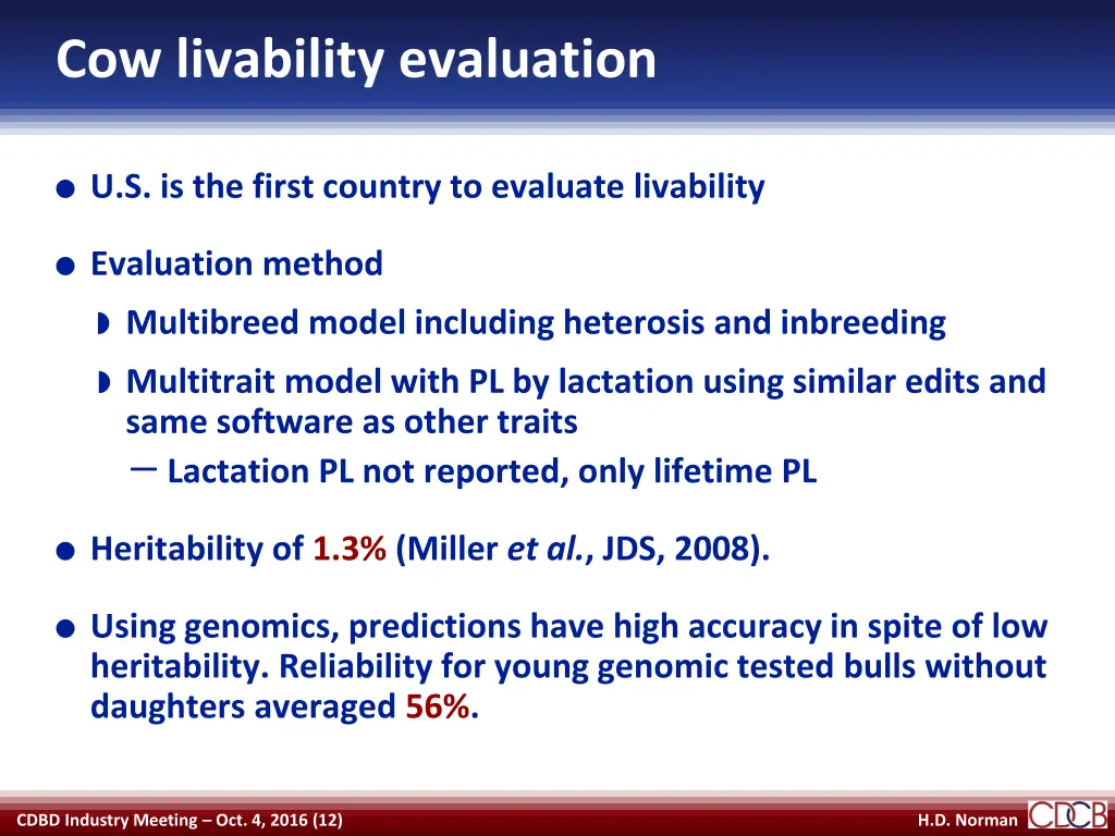 cow livability evaluation