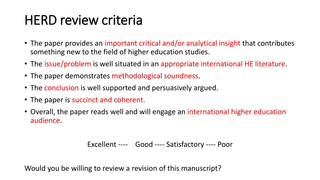 herd review criteria herd review criteria