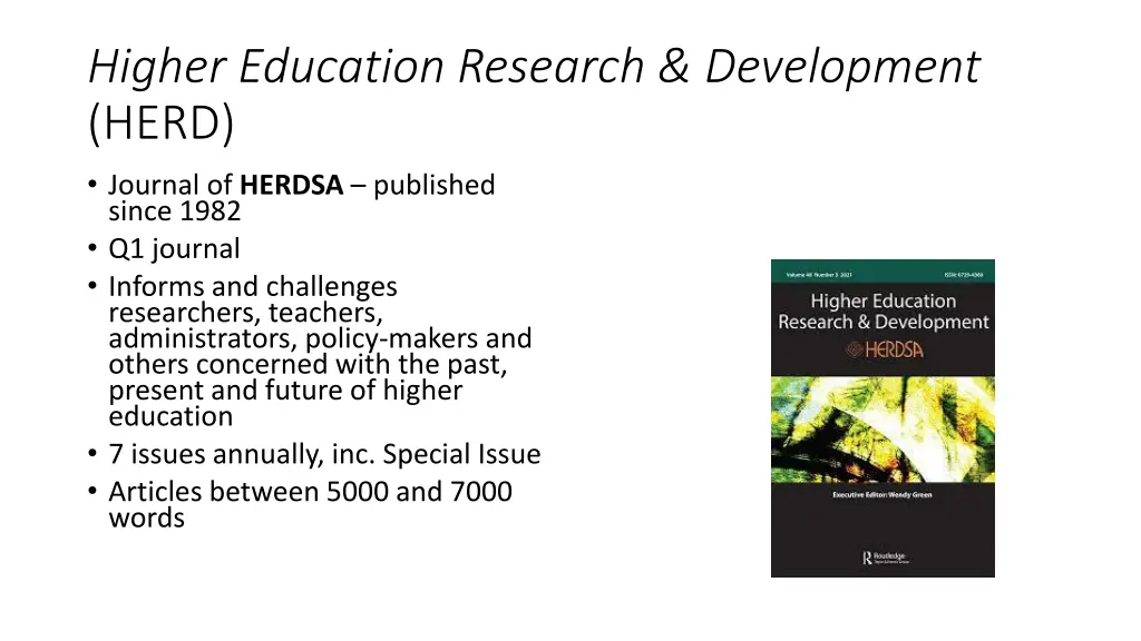 higher education research development herd