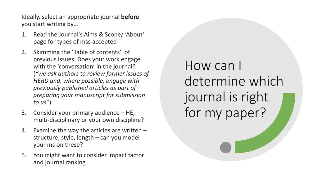 ideally select an appropriate journal before