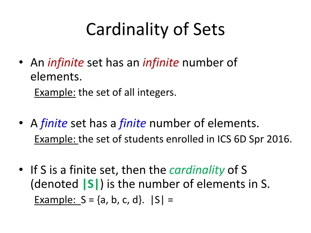 cardinality of sets