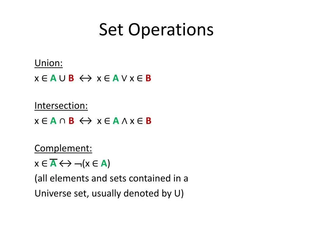 set operations