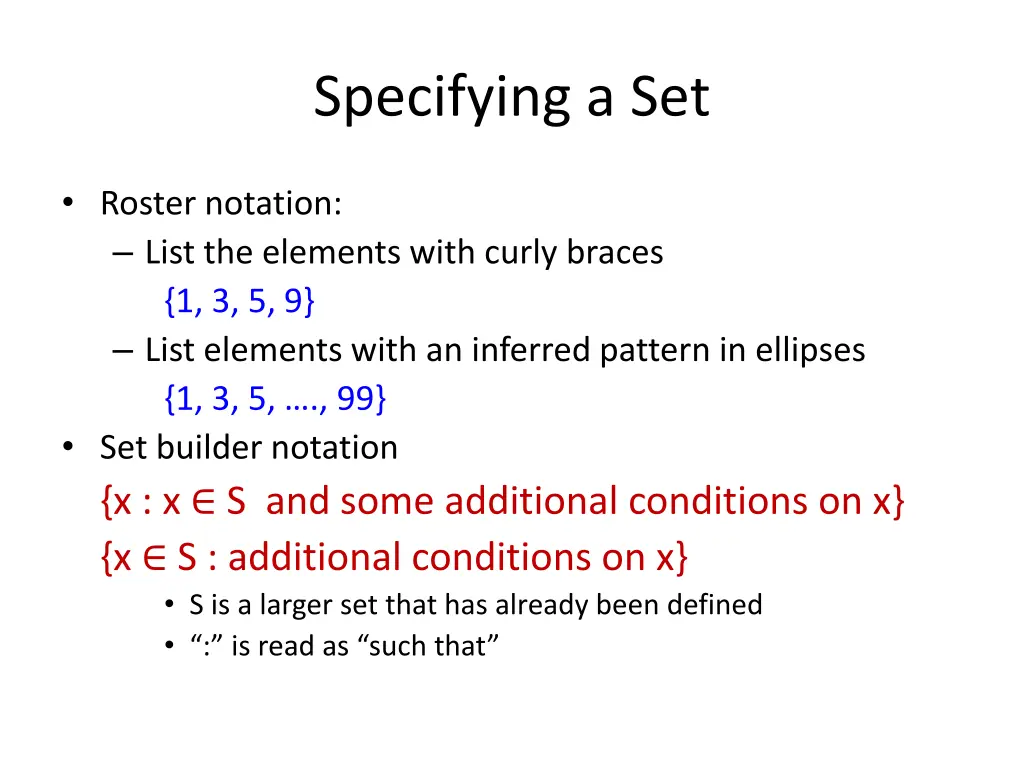 specifying a set