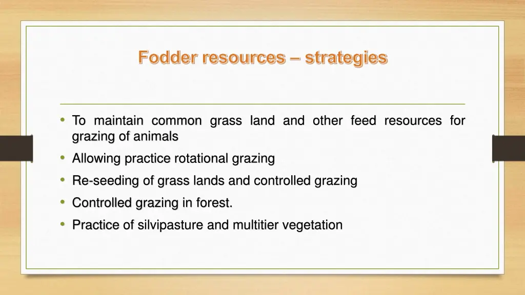 fodder resources strategies