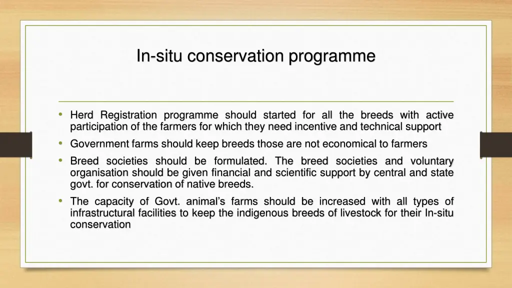 in situ conservation programme