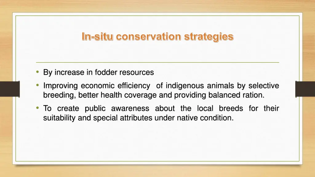 in situ conservation strategies