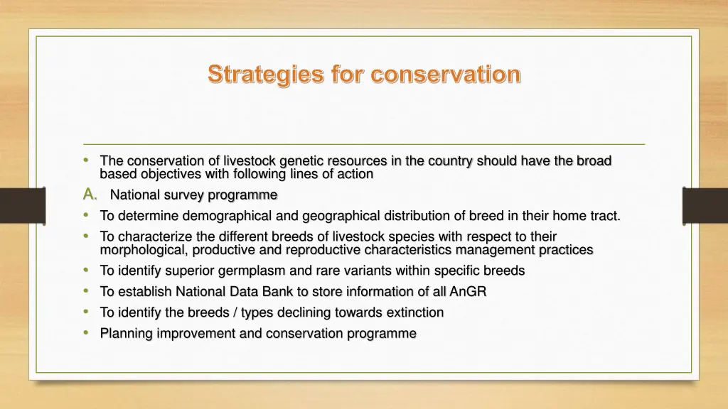 strategies for conservation