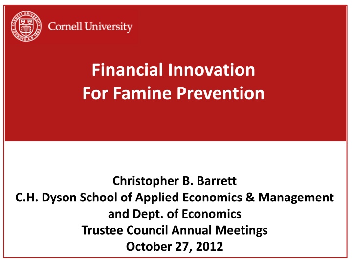 financial innovation for famine prevention