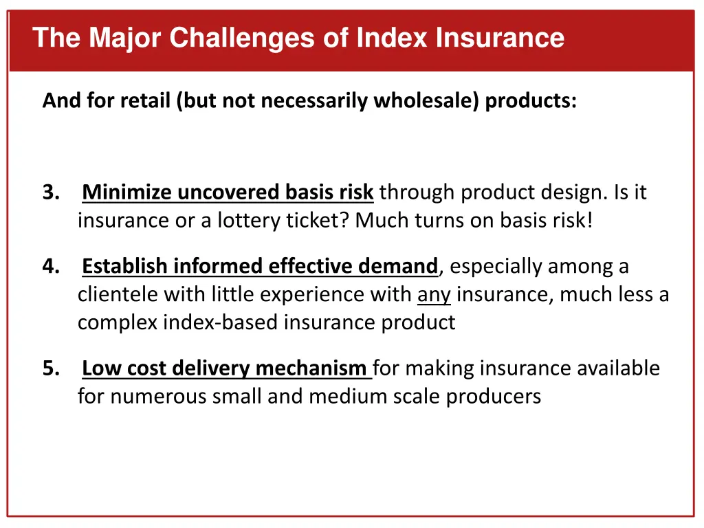 the major challenges of index insurance 1