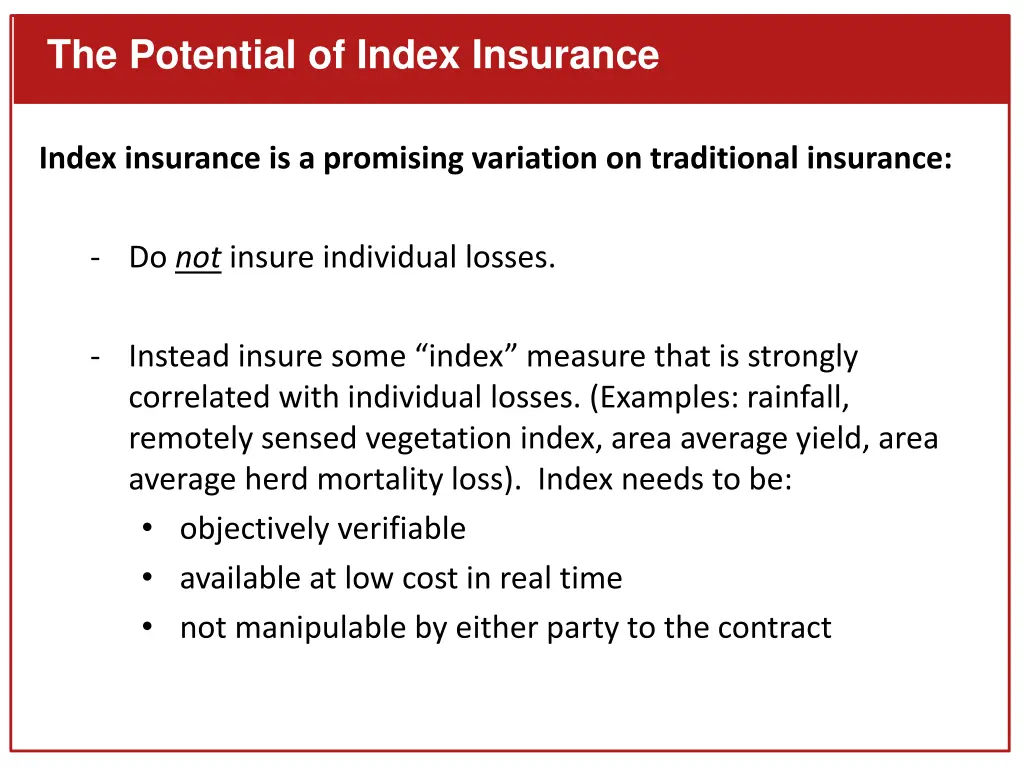 the potential of index insurance