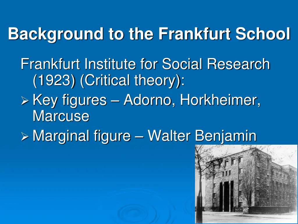 background to the frankfurt school