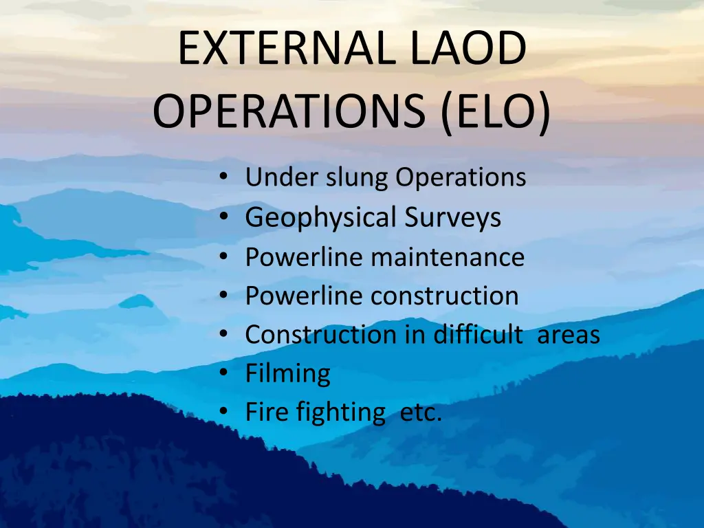 external laod operations elo