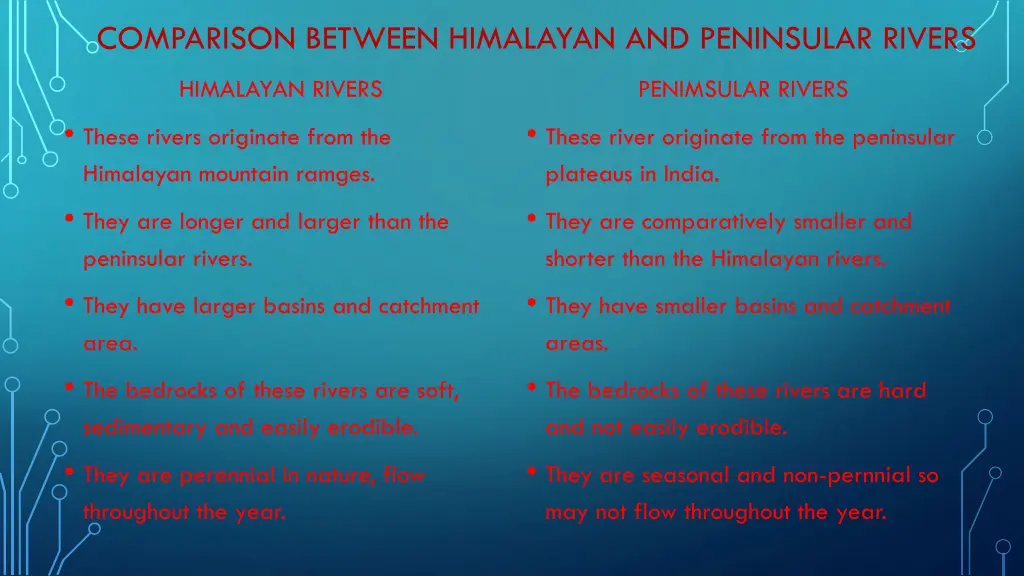 comparison between himalayan and peninsular rivers