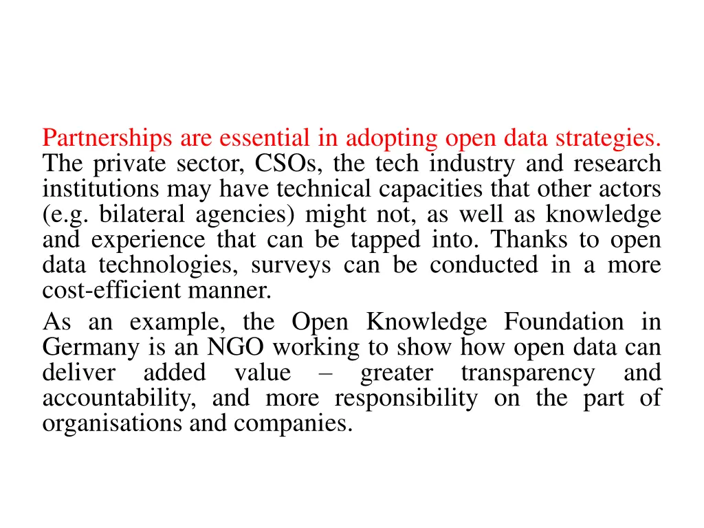 partnerships are essential in adopting open data