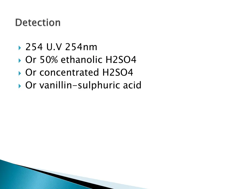 254 u v 254nm or 50 ethanolic h2so4