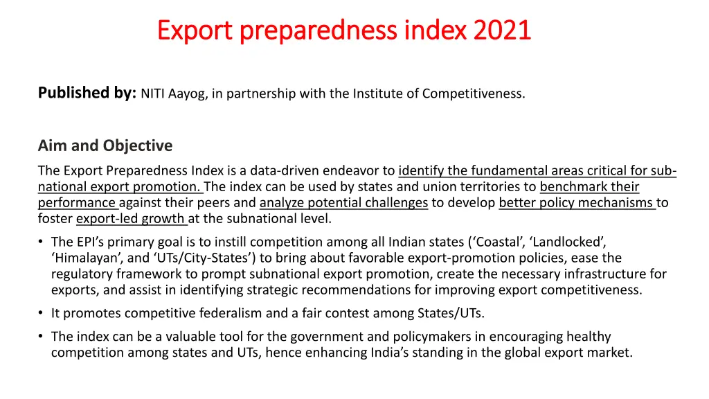 export preparedness index 2021 export