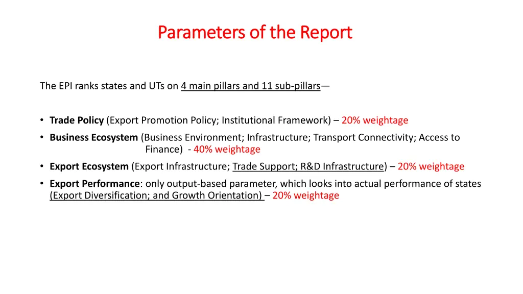 parameters of the report parameters of the report