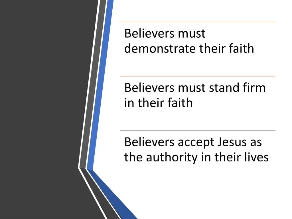 believers must demonstrate their faith