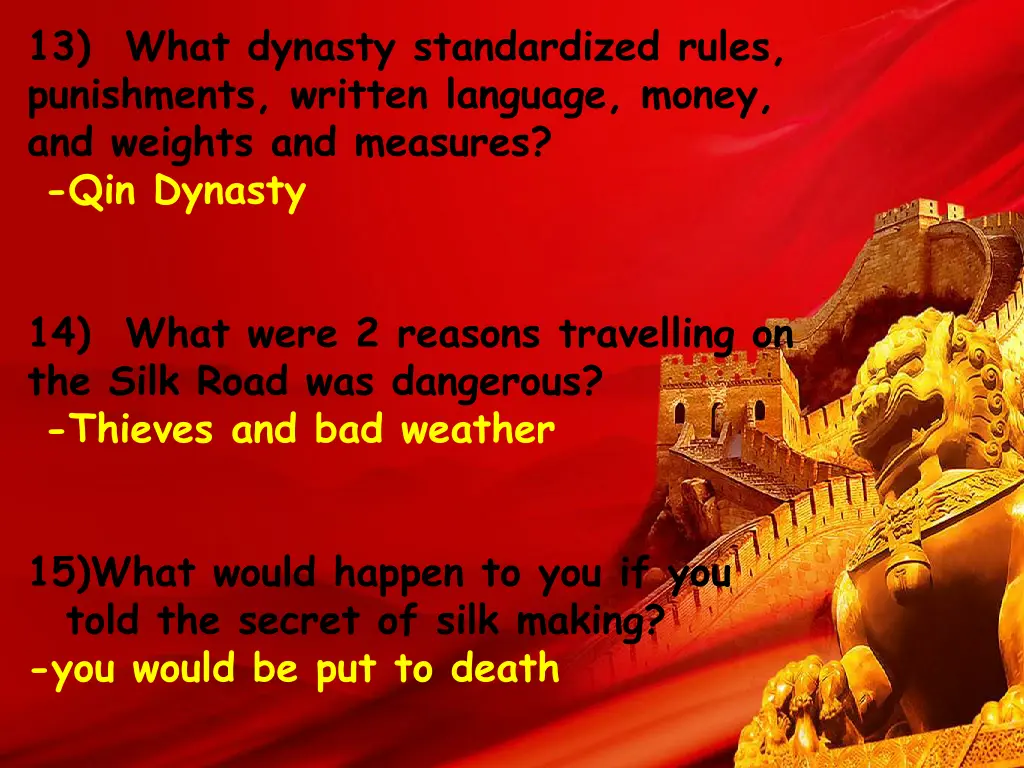 13 what dynasty standardized rules punishments